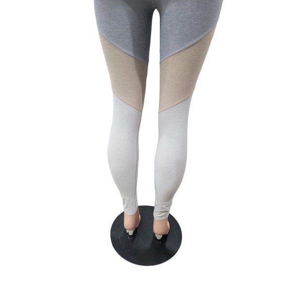 Outdoor Voices Spring 7/8 Color Block Athletic Leggings Blue Tan Grey Size Small - Picture 12 of 12